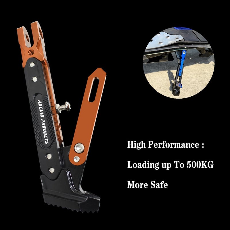 GWH Motorcycle Universal Kickstand Adjustable Modified CNC Aluminum Alloy Adjustable Tripod Holder Kickstand Foot Side Support Stand Motor Scooter Motorbike Motocross Electric Dit Pit Bike （Red) (Orange) - Image 5